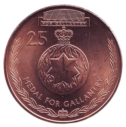 Монета 25 центов. 2017 год, Австралия. Медаль за отвагу. Легенды АНЗАК. Медали почета.