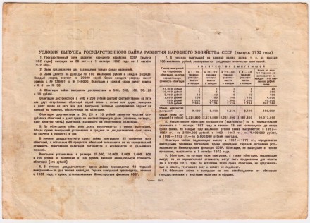 Облигация на сумму 50 рублей. Государственный заем развития народного хозяйства. 1952 год, СССР. Облигация на сумму 50 рублей. Государственный заем развития народного хозяйства. 1952 год, СССР.