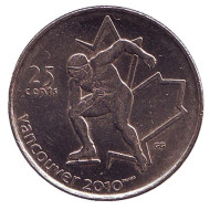 Монета 25 центов. 2009 год, Канада. Из обращения. Ванкувер 2010 - Конькобежный спорт. Монета 25 центов. 2009 год, Канада. Из обращения. Ванкувер 2010 - Конькобежный спорт.