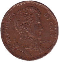 Монета 50 песо. 1998 год, Чили. Бернардо О’Хиггинс. Монета 50 песо. 1998 год, Чили. Бернардо О’Хиггинс.