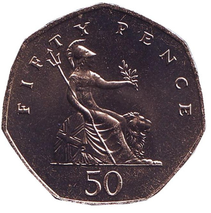 Монета 50 пенсов. 1984 год, Великобритания. BU.