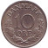 Монета 10 эре. 1970 год, Дания.
