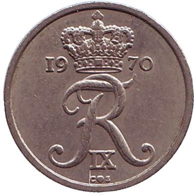 Монета 10 эре. 1970 год, Дания.