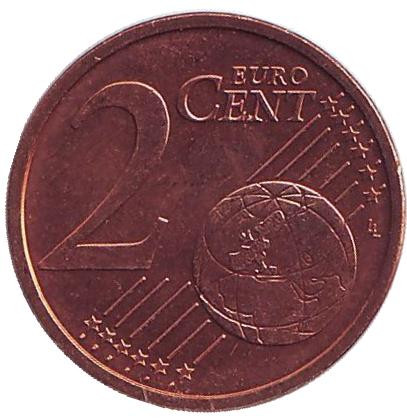 Монета 2 цента. 2002 год (F), Германия.