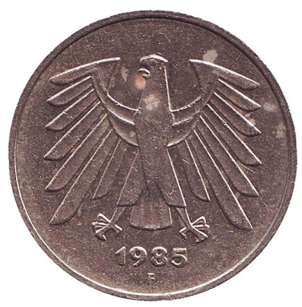 Монета 5 марок. 1985 год (F), Германия. Монета 5 марок. 1985 год (F), Германия.