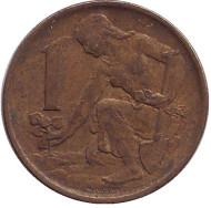 Монета 1 крона. 1977 год, Чехословакия. Монета 1 крона. 1977 год, Чехословакия.