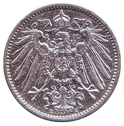 Монета 1 марка. 1907 год (E), Германская империя. Монета 1 марка. 1907 год (E), Германская империя.