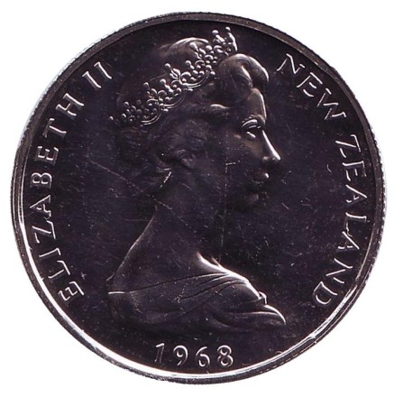 Монета 50 центов. 1968 год, Новая Зеландия. BU. Парусник "Endeavour".