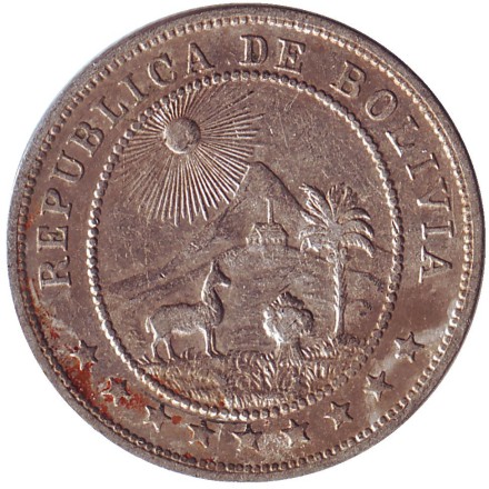 Монета 10 сентаво. 1935 год, Боливия.