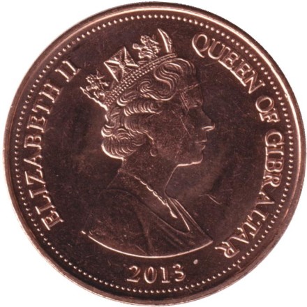 Монета 1 пенни. 2013 год, Гибралтар. Берберская куропатка.