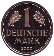 Монета 1 марка. 2000 год (J), ФРГ. Монета 1 марка. 2000 год (J), ФРГ.