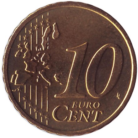 Монета 10 евроцентов. 2004 год, Ирландия. Монета 10 евроцентов. 2004 год, Ирландия.