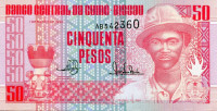 Луиш Кабрал. Банкнота 50 песо. 1990 год, Гвинея-Бисау.
