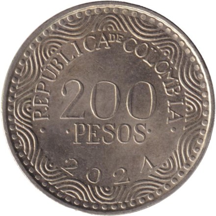 Монета 200 песо. 2021 год, Колумбия. Красный ара.