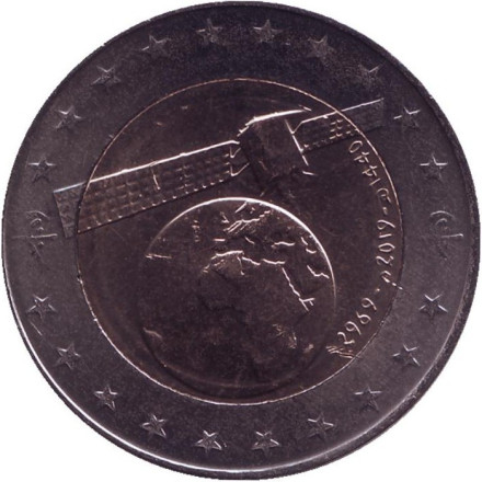 Монета 100 динаров. 2019 год, Алжир. Спутник связи Alcomsat-1.