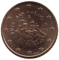 Монета 50 центов. 2015 год, Сан-Марино. Три башни Сан-Марино на горе Монте-Титано.