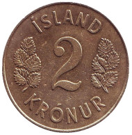 Монета 2 кроны. 1962 год, Исландия. Монета 2 кроны. 1962 год, Исландия.