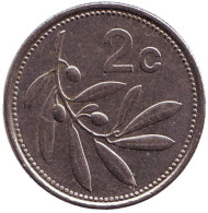 Монета 2 цента. 1998 год, Мальта. Оливковая ветвь. Монета 2 цента. 1998 год, Мальта. Оливковая ветвь.