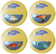 Морская фауна. Набор монет Острова Святой Елены. (4 шт.), 25 пенсов, 2013 год. Морская фауна. Набор монет Острова Святой Елены. (4 шт.), 25 пенсов, 2013 год.