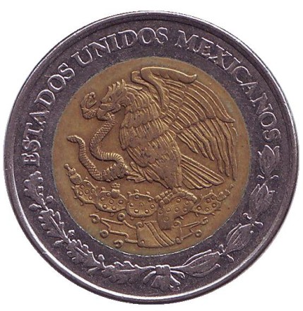 Монета 5 новых песо. 1993 год, Мексика. Монета 5 новых песо. 1993 год, Мексика.