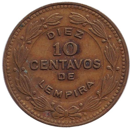 Монета 10 сентаво. 1989 год, Гондурас.