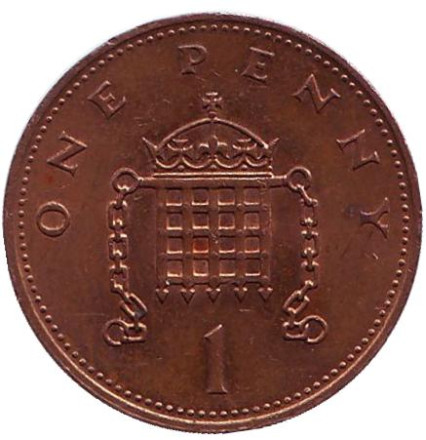 Монета 1 пенни. 1983 год, Великобритания.