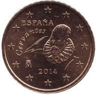 Монета 50 центов. 2014 год, Испания. Монета 50 центов. 2014 год, Испания.