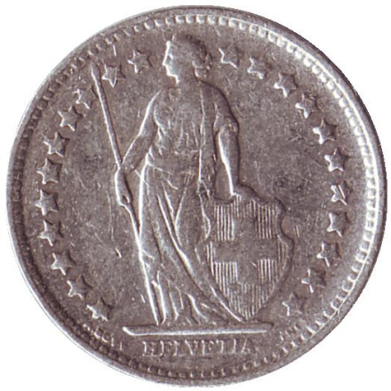 Монета 1/2 франка. 1921 год, Швейцария. Монета 1/2 франка. 1921 год, Швейцария.