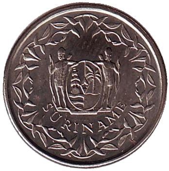 Монета 10 центов. 1987 год, Суринам.