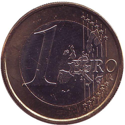 Монета 1 евро. 2003 год (F), Германия. Монета 1 евро. 2003 год (F), Германия.