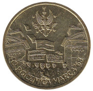 Монета 2 злотых, 2008 год, Польша. 40-летие мартовских событий 1968 года. Монета 2 злотых, 2008 год, Польша. 40-летие мартовских событий 1968 года.