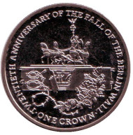 Монета 1 крона. 2009 год, Остров Мэн. 12-я годовщина падения Берлинской стены. Монета 1 крона. 2009 год, Остров Мэн. 12-я годовщина падения Берлинской стены.