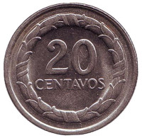 Монета 20 сентаво. 1968 год, Колумбия.