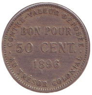 Монета 50 сантимов. 1896 год, Реюньон.