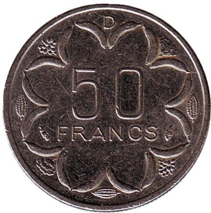 Монета 50 франков. 1983 год (D), Центральные Африканские штаты. Африканские антилопы. (Западные канны).