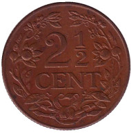 Монета 2,5 цента. 1944 год, Кюрасао. Монета 2,5 цента. 1944 год, Кюрасао.