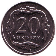 Монета 20 грошей. 2015 год, Польша. Монета 20 грошей. 2015 год, Польша.