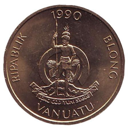 Монета 2 вату. 1990 год, Вануату. Ракушка. Монета 2 вату. 1990 год, Вануату. Ракушка.
