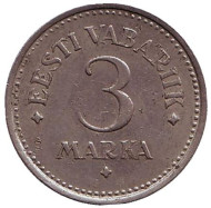 Монета 3 марки, 1922 год, Эстония. Монета 3 марки, 1922 год, Эстония.