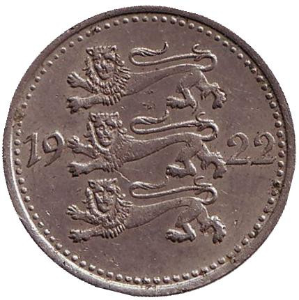 Монета 3 марки, 1922 год, Эстония. Монета 3 марки, 1922 год, Эстония.