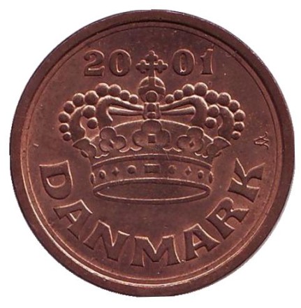 Монета 50 эре. 2001 год, Дания. Монета 50 эре. 2001 год, Дания.