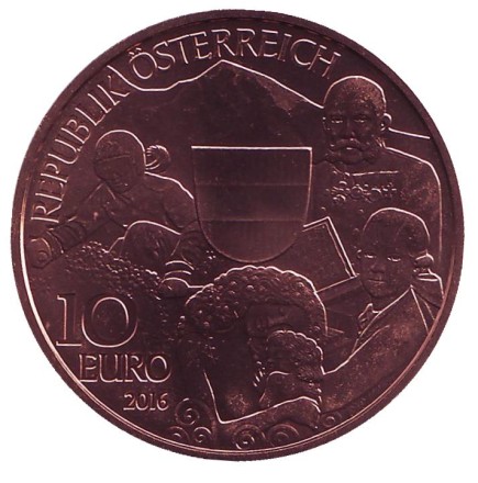 Монета 10 евро. 2016 год, Австрия. Австрийская Республика. Земли Австрии. Монета 10 евро. 2016 год, Австрия. Австрийская Республика. Земли Австрии.