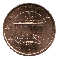 Монета 10 центов. 2017 год (A), Германия. Монета 10 центов. 2017 год (A), Германия.