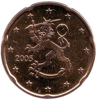Монета 20 центов. 2005 год, Финляндия. Монета 20 центов. 2005 год, Финляндия.