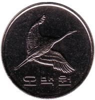 Монета 500 вон. 2012 год, Южная Корея. Маньчжурский журавль.