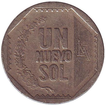 Монета 1 новый соль. 2007 год, Перу.