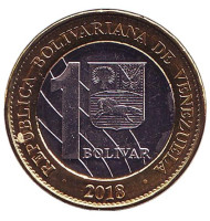 Монета 1 боливар. 2018 год, Венесуэла. Монета 1 боливар. 2018 год, Венесуэла.