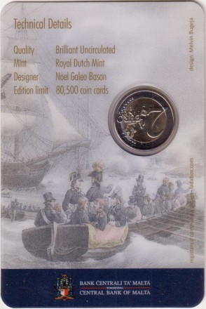 Монета 2 евро. 2023 год, Мальта. 225-я годовщина вторжения французов на Мальту. Монета 2 евро. 2023 год, Мальта. 225-я годовщина вторжения французов на Мальту.