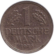 Монета 1 марка. 1976 год (G), ФРГ. Монета 1 марка. 1976 год (G), ФРГ.