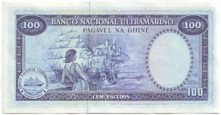 Банкнота 100 эскудо. 1971 год, Португальская Гвинея. P-45a(4).	